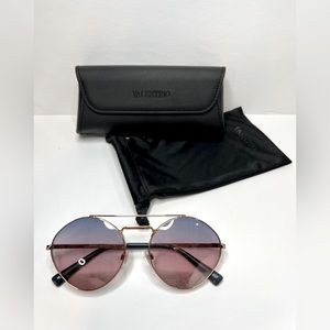Valentino Round Rose Gold Sunglasses, New